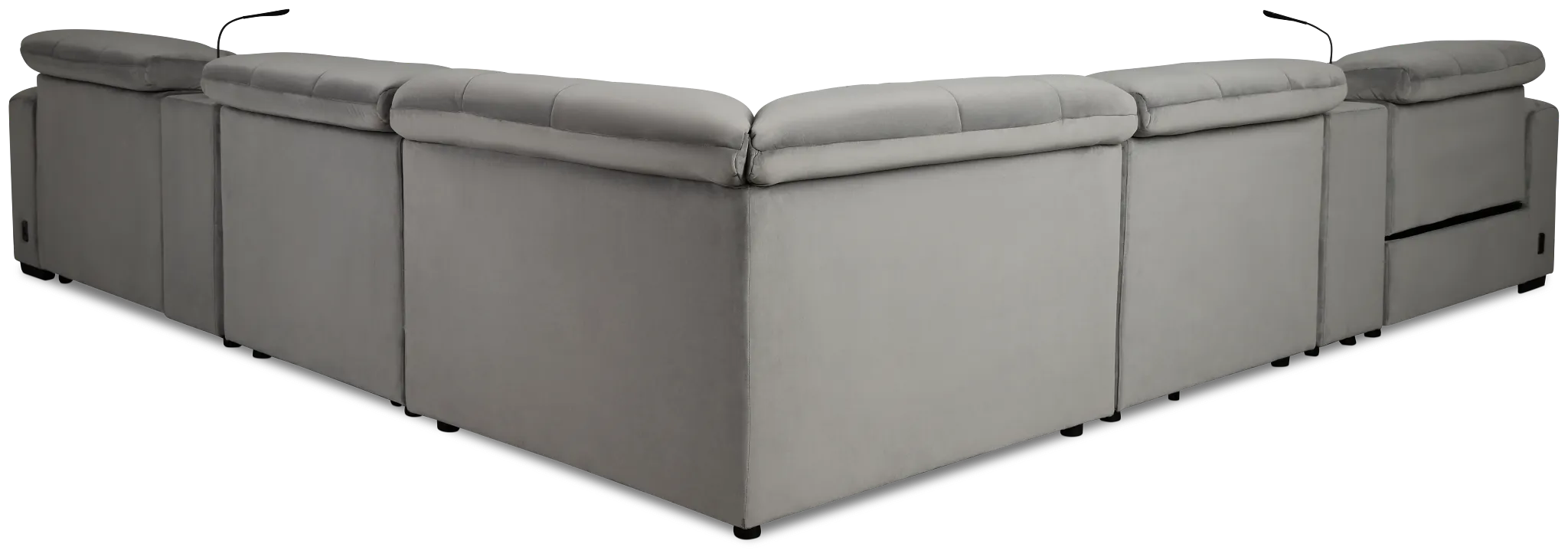 Gemma Light Gray Velvet Large Right Chaise Power Reclining Sectional