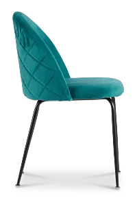 Capri Dark Teal Velvet Upholstered Side Chair W/ Black Legs