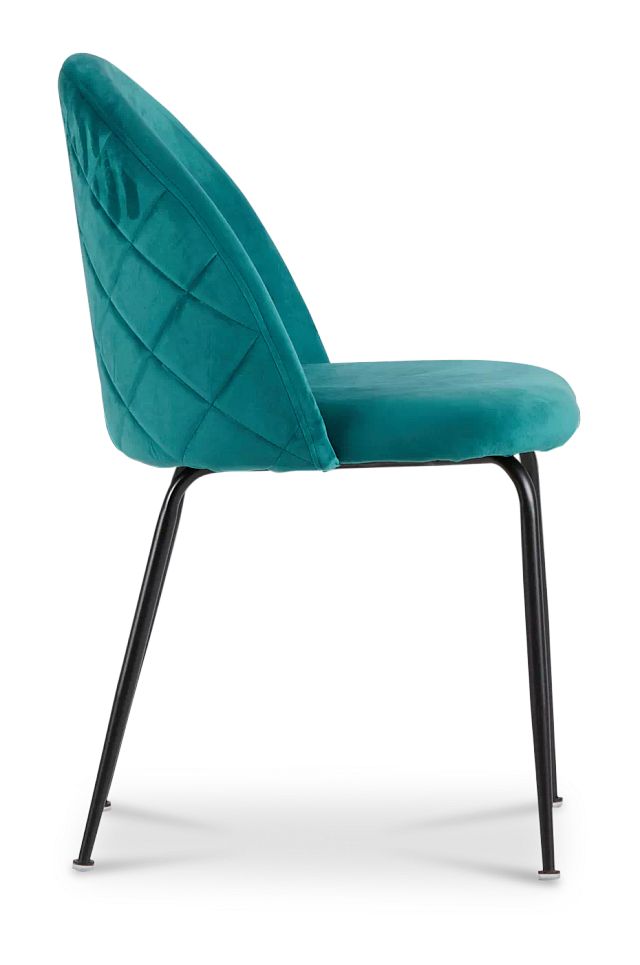 Capri Dark Teal Upholstered Side Chair W/ Black Legs (2)