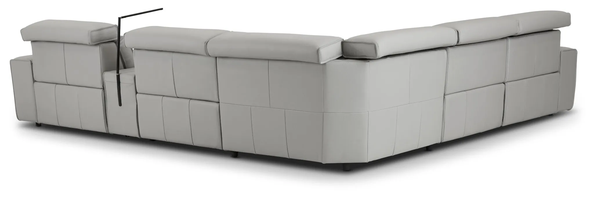 Carmelo Gray Leather Medium Dual Power 2-arm Reclining Sectional
