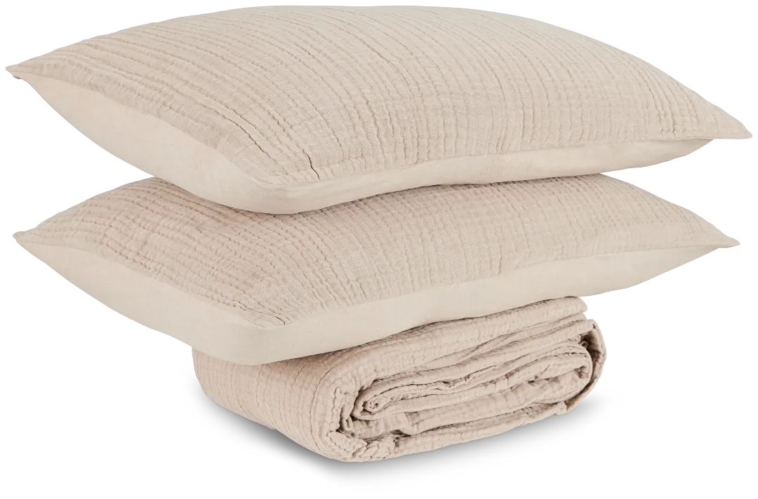 Cardaff Beige 3-piece Duvet Set