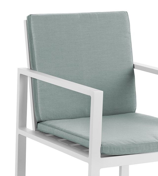 Linear White Teal Aluminum Arm Chair