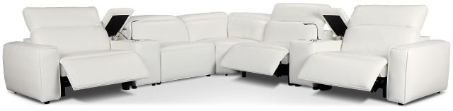 Tidal White Lthr/vinyl Large Triple Power Reclining Two-arm Sectional