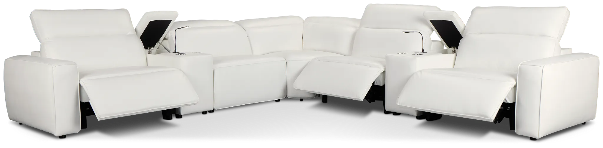 Tidal White Lthr/vinyl Large Triple Power Reclining Two-arm Sectional