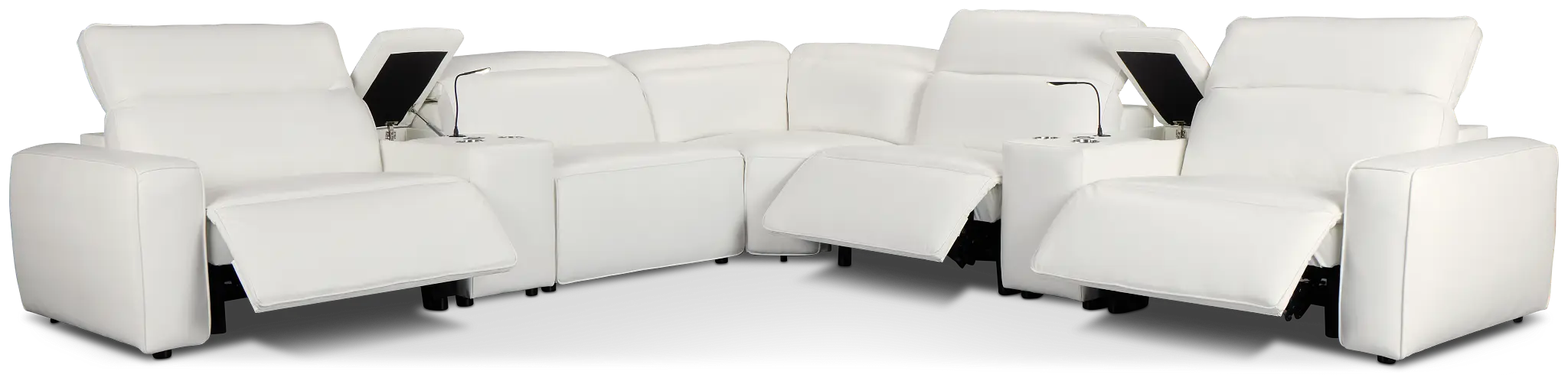 Tidal White Lthr/vinyl Large Triple Power Reclining Two-arm Sectional Tidal White Lthr/vinyl Large Triple Power Reclining Two-arm Sectional