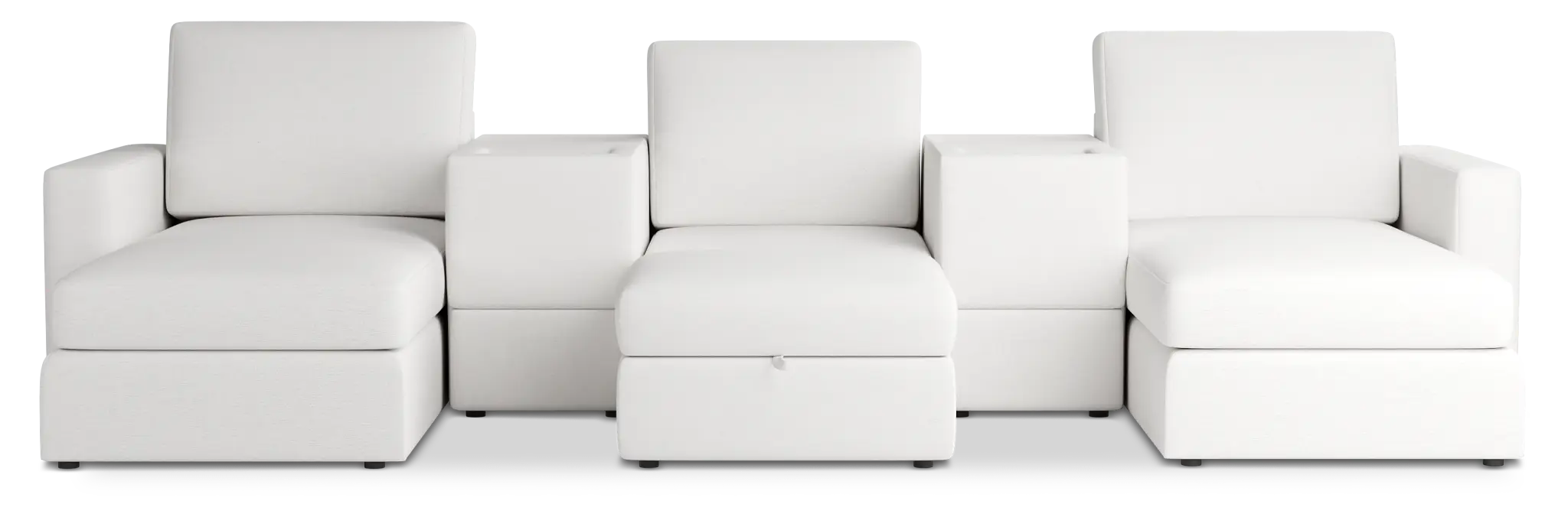 Citymod White Fabric 6-piece Home Theater With Storage Consoles Citymod White Fabric 6-piece Home Theater With Storage Consoles