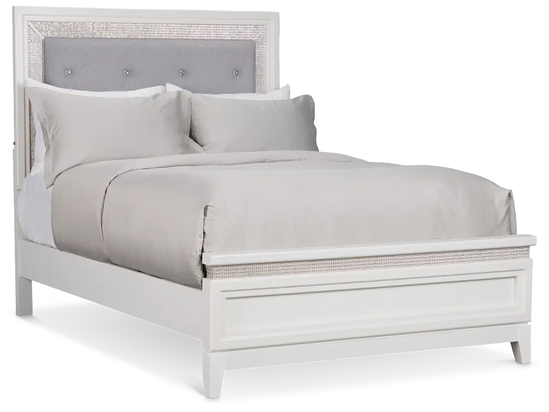 Alessandria White Uph Panel Bed With Lights Alessandria White Uph Panel Bed With Lights
