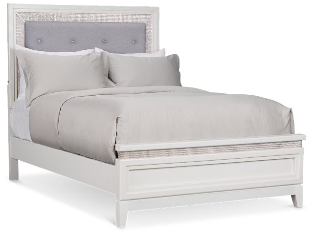 Alessandria White Uph Panel Bed With Lights