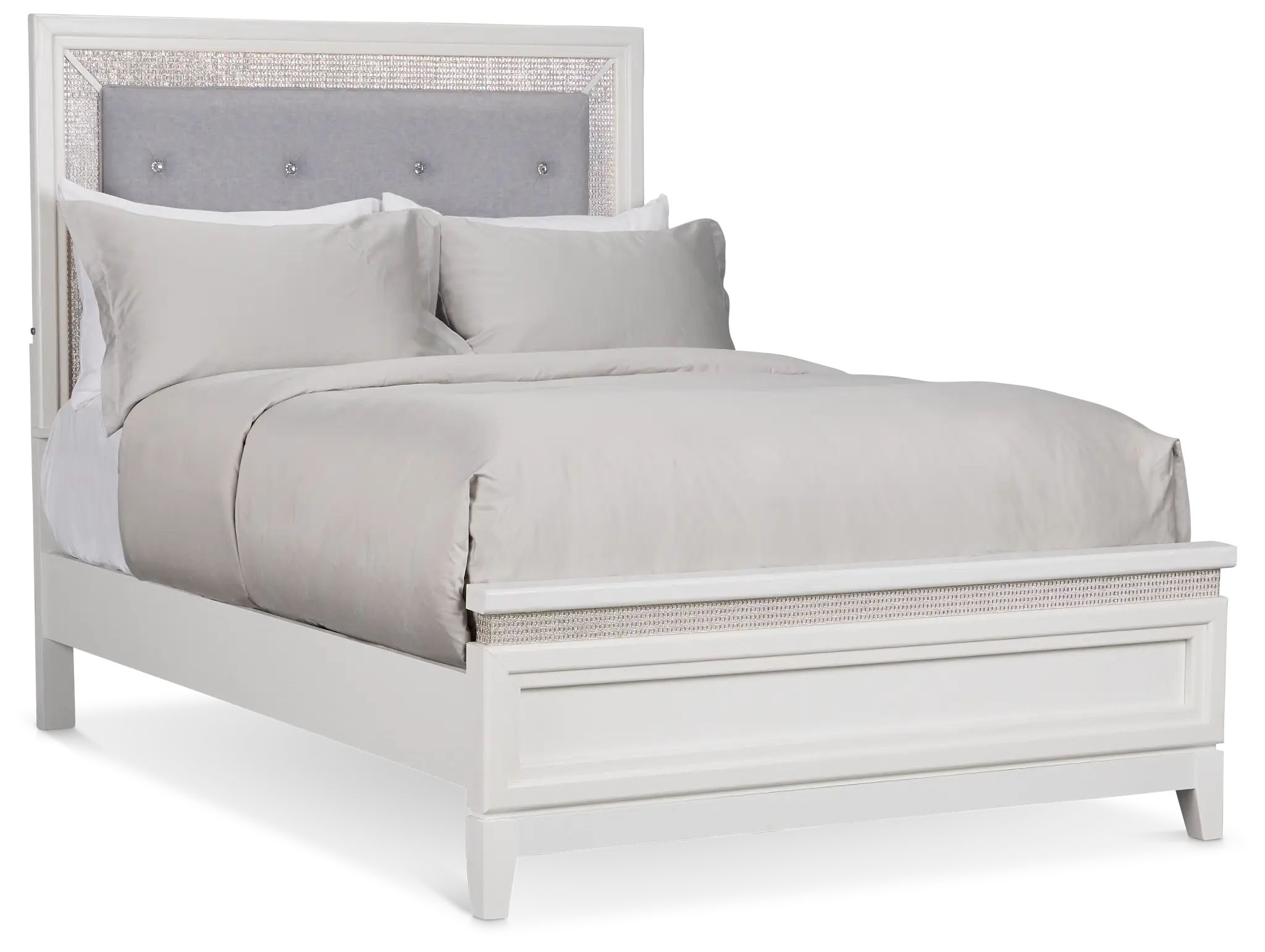 Alessandria White Uph Panel Bed With Lights Alessandria White Uph Panel Bed With Lights