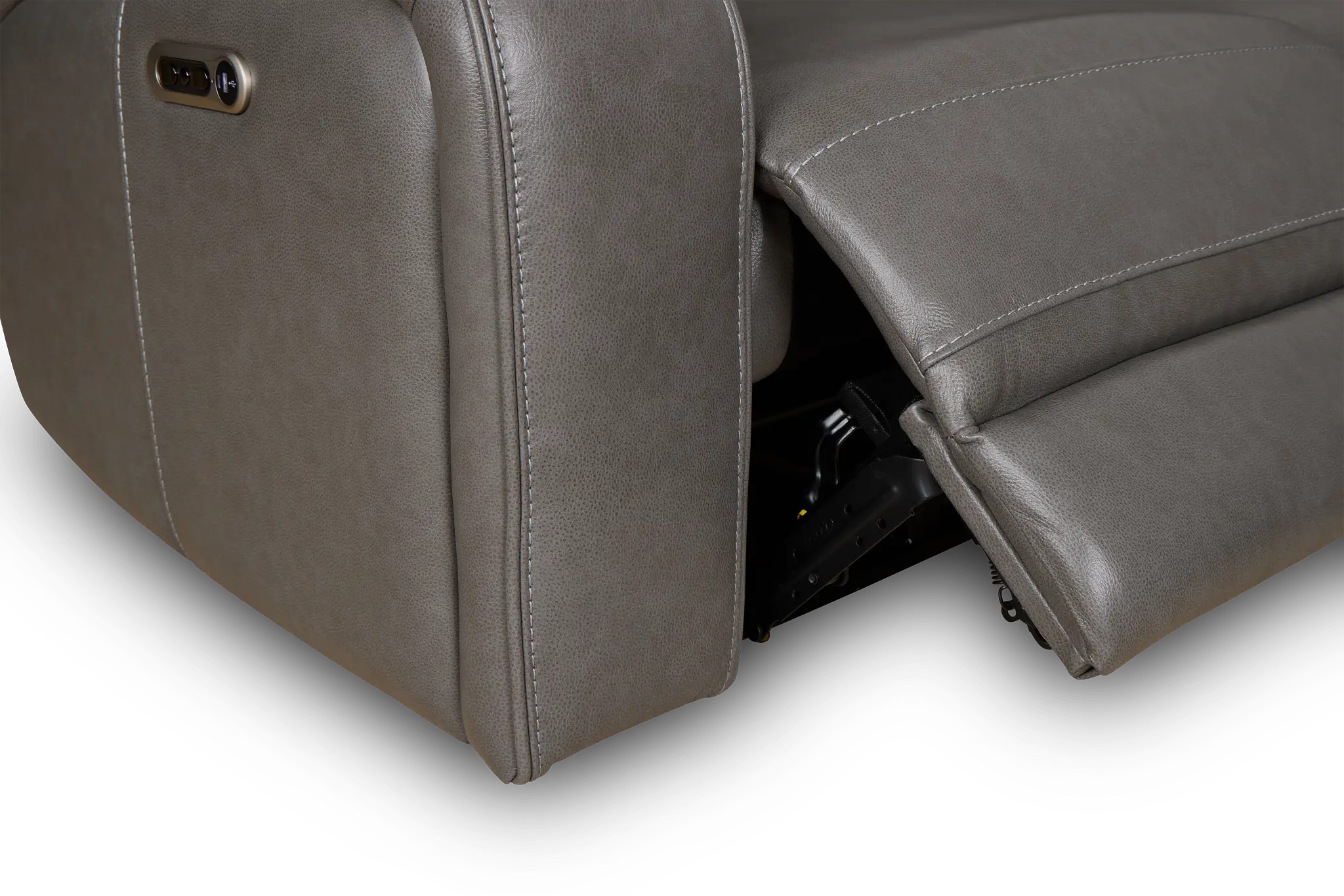 Jasper Gray Leather Large Dual Power Reclining Two-arm Sectional Jasper Gray Leather Large Dual Power Reclining Two-arm Sectional