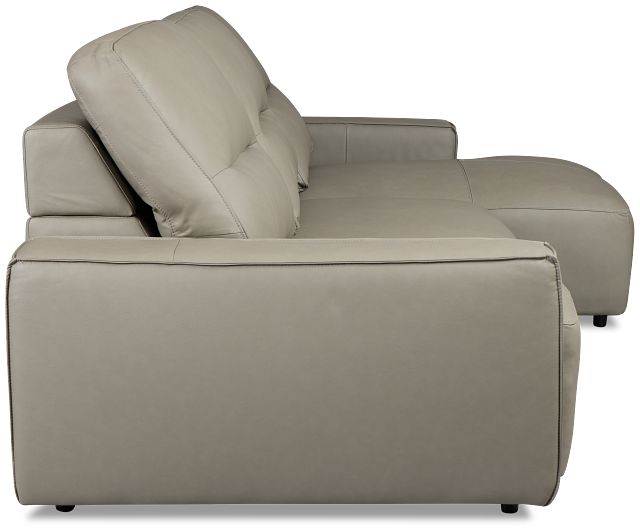 Rudy Gray Lthr/vinyl Right Dual Power Extension Chaise Sectional