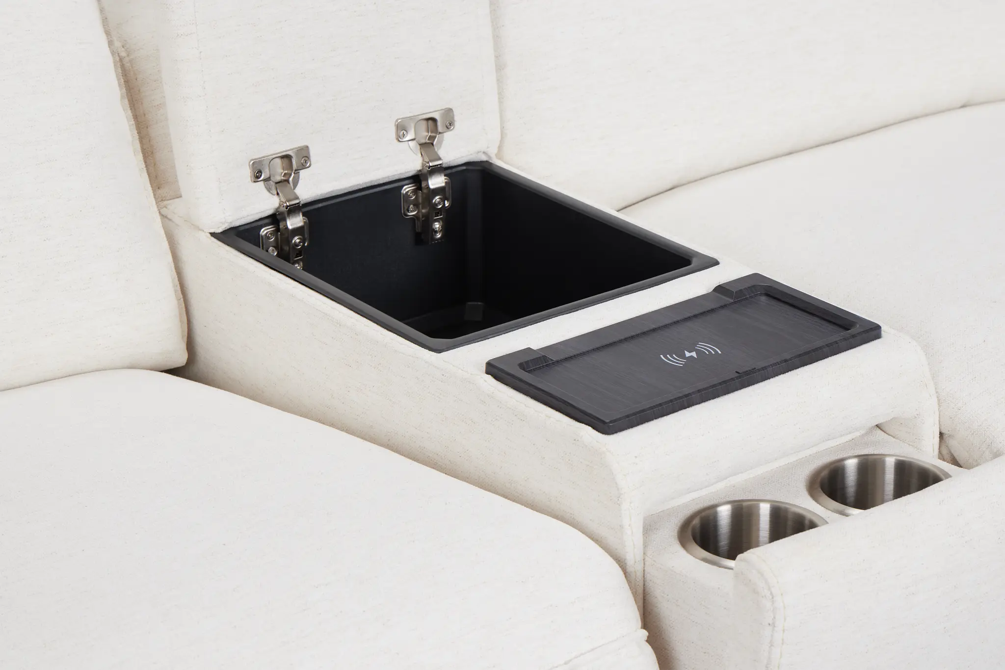 Ryland White Fabric Power Reclining Console Sofa Ryland White Fabric Power Reclining Console Sofa