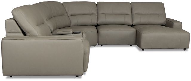 Rudy Gray Lthr/vinyl Medium Dual Power Right Extension Chaise Sectional
