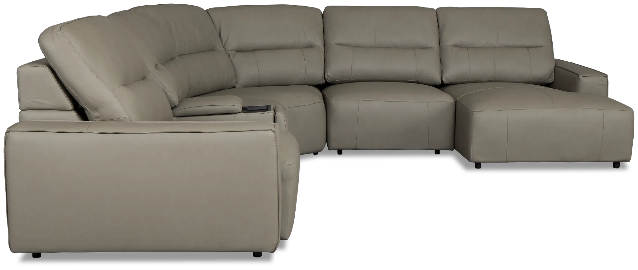 Rudy Gray Lthr/vinyl Medium Dual Power Right Extension Chaise Sectional