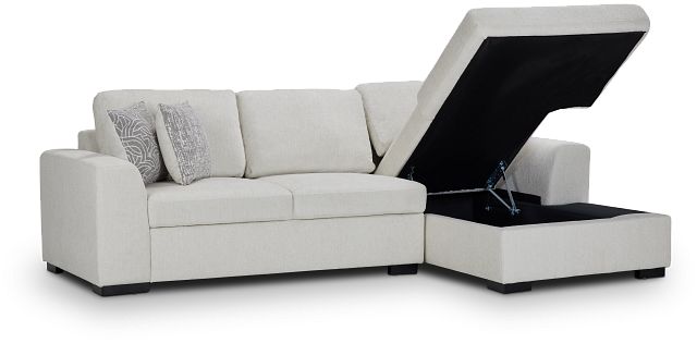 Blakely White Fabric Right Chaise Storage Sectional