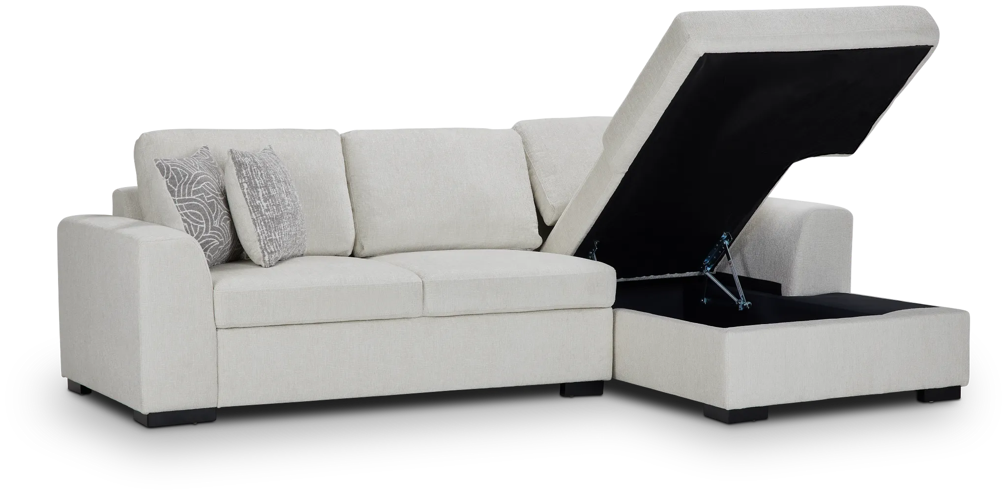 Blakely White Fabric Right Chaise Storage Sectional