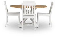 Nantucket Two-tone Pine Round Table & 4 White Chairs