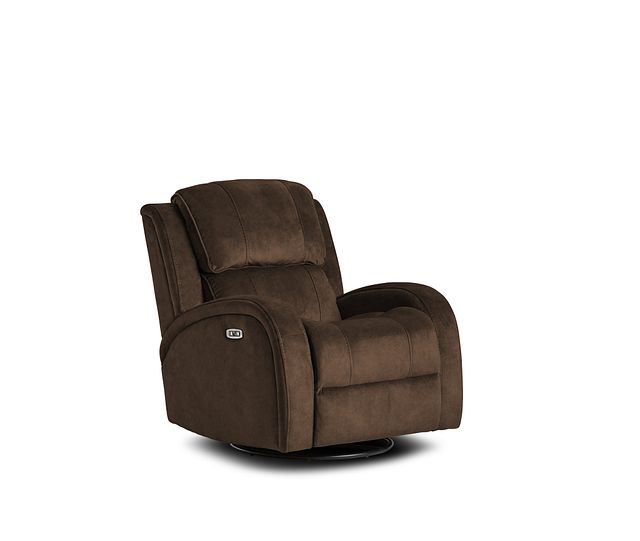 Jack Dark Brown Micro Power Swivel Glider Recliner