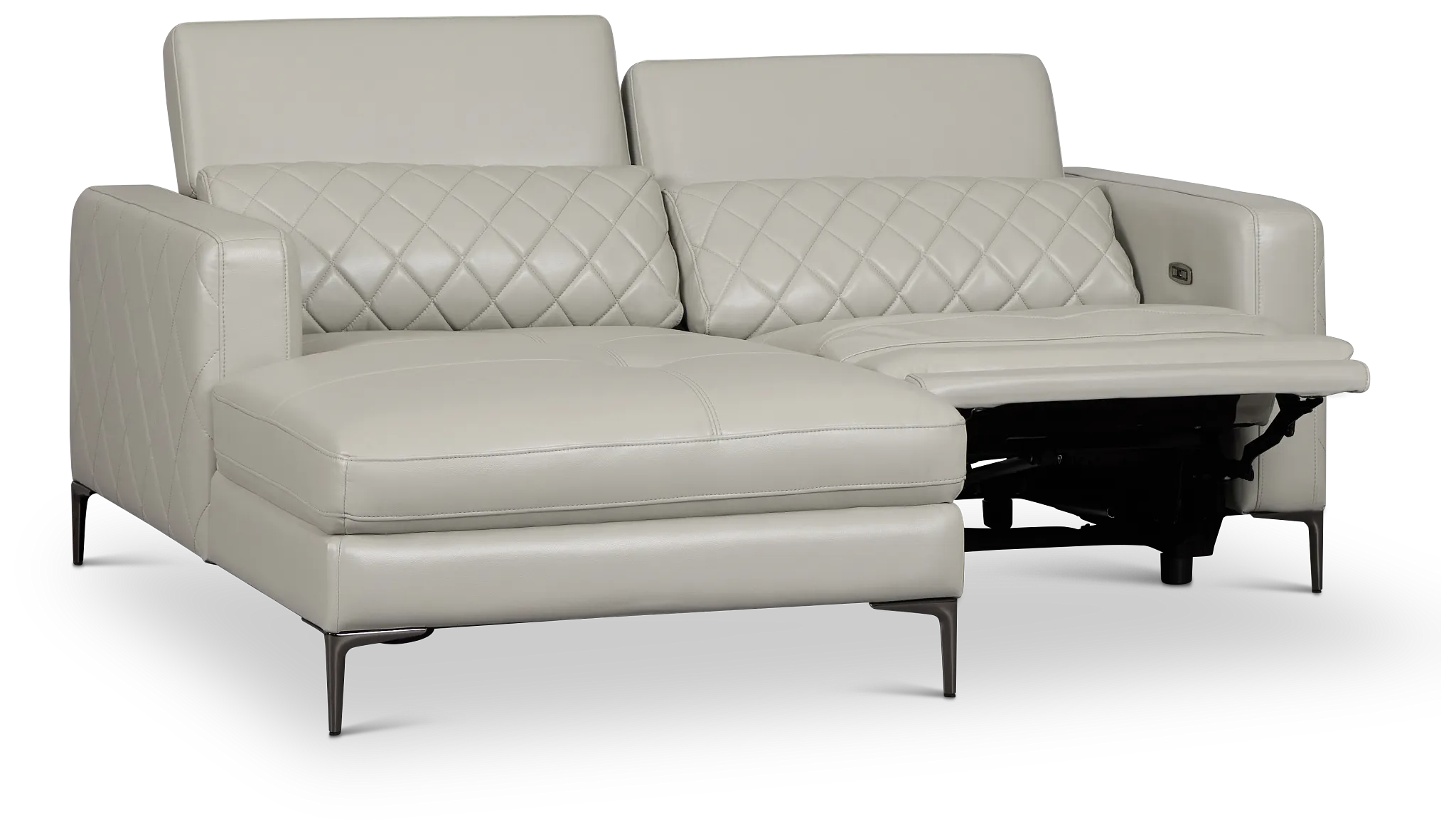 Ava Light Gray Micro Left Chaise Power Reclining Sectional