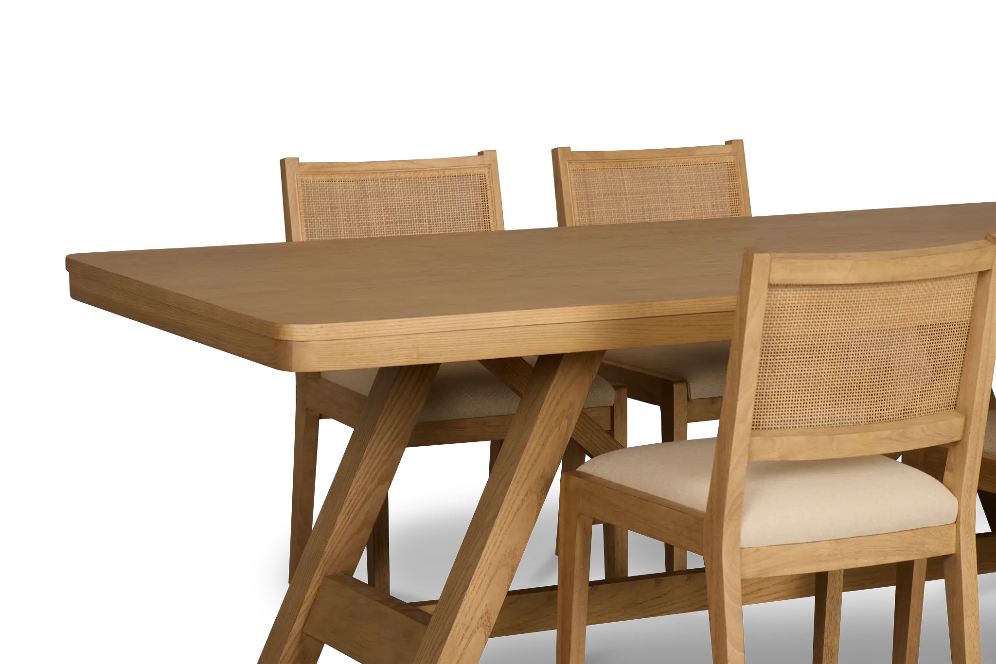 Pacific Light Tone Trestle Table & 4 Upholstered Chairs Pacific Light Tone Trestle Table & 4 Upholstered Chairs