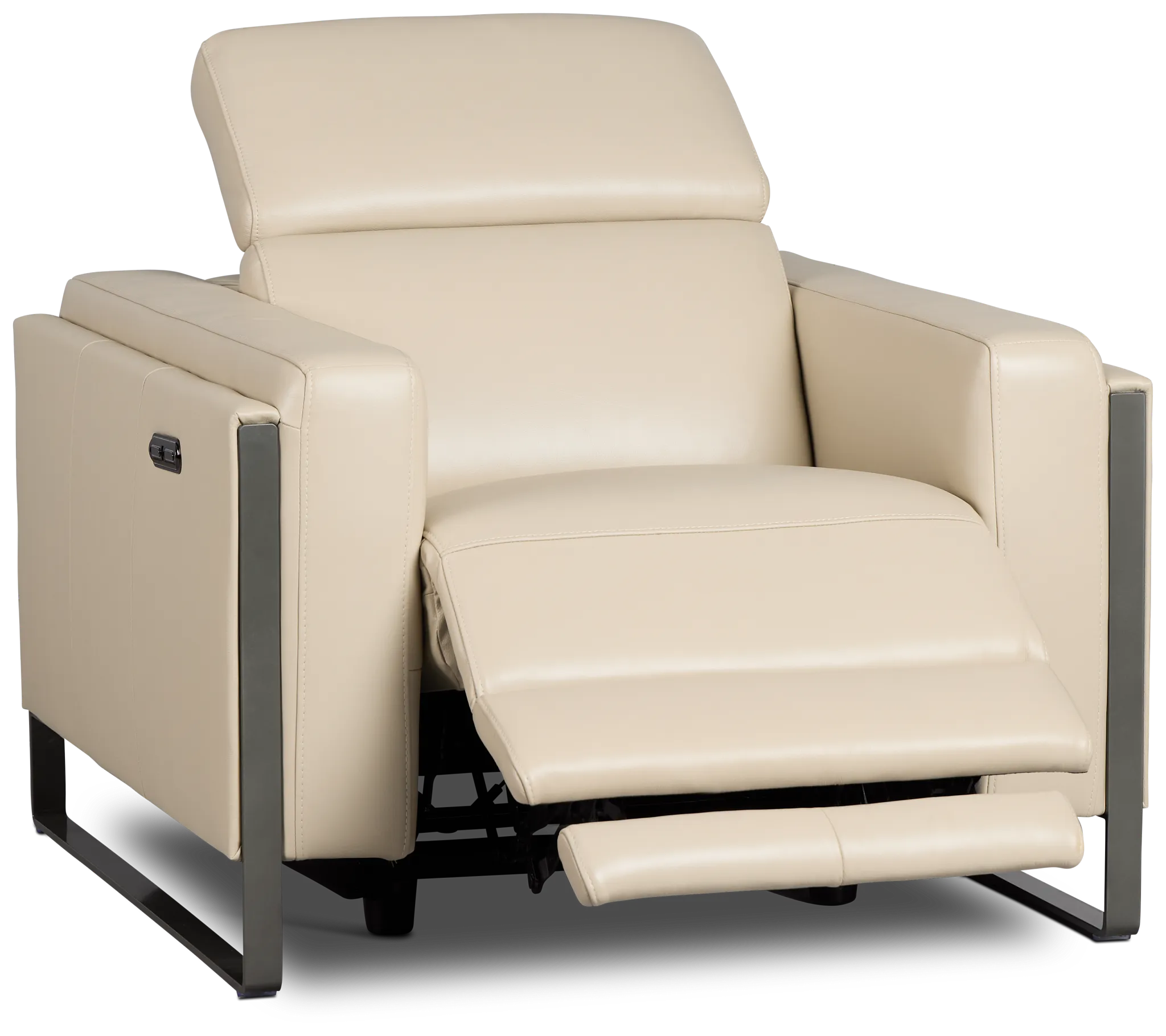 Atlas Taupe Lthr/vinyl Power Recliner With Power Headrest