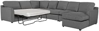 Asheville Gray Fabric Right Chaise Innerspring Sleeper Sectional