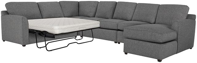 Asheville Gray Fabric Right Chaise Innerspring Sleeper Sectional