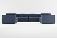 Destin Peyton Dark Blue Fabric 8-piece Modular Sectional