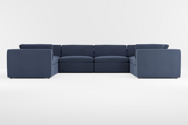 Destin Peyton Dark Blue Fabric 8-piece Modular Sectional