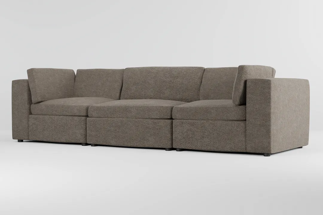 Destin Elite Brown Fabric 3-piece Modular Sofa