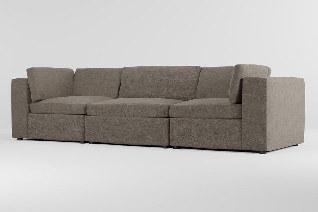 Destin Elite Brown Fabric 3 Piece Modular Sofa