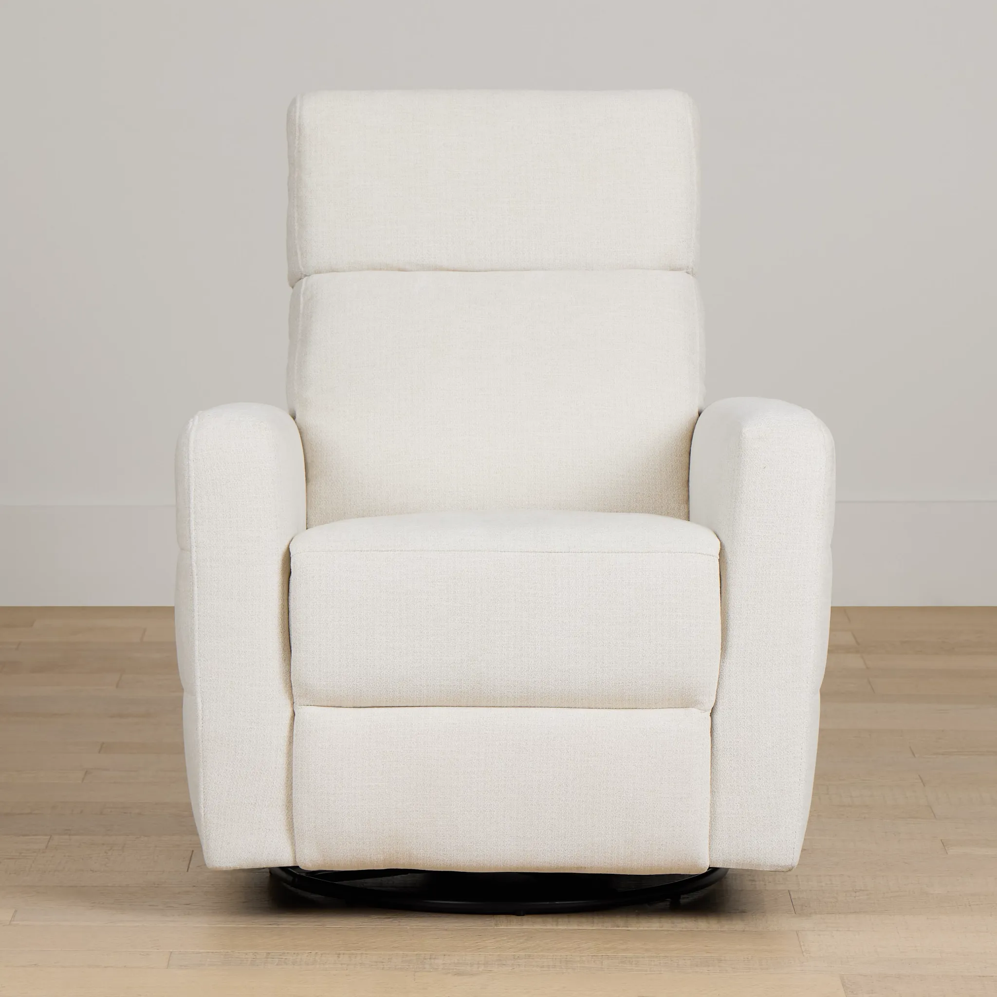Rae White Fabric Power Swivel Glider Recliner