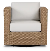 Montecito Light Tone Swivel Chair With Light Beige Cushions