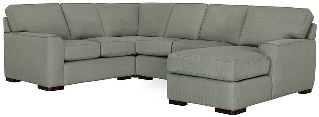 Austin Green Fabric Medium Right Chaise Sectional