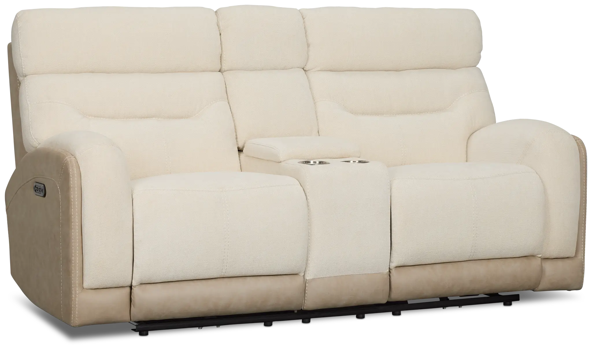 Travis Light Beige Fabric Power Reclining Console Loveseat Travis Light Beige Fabric Power Reclining Console Loveseat