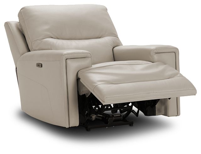 Porto Beige Lthr/vinyl Power Recliner With Power Headrest