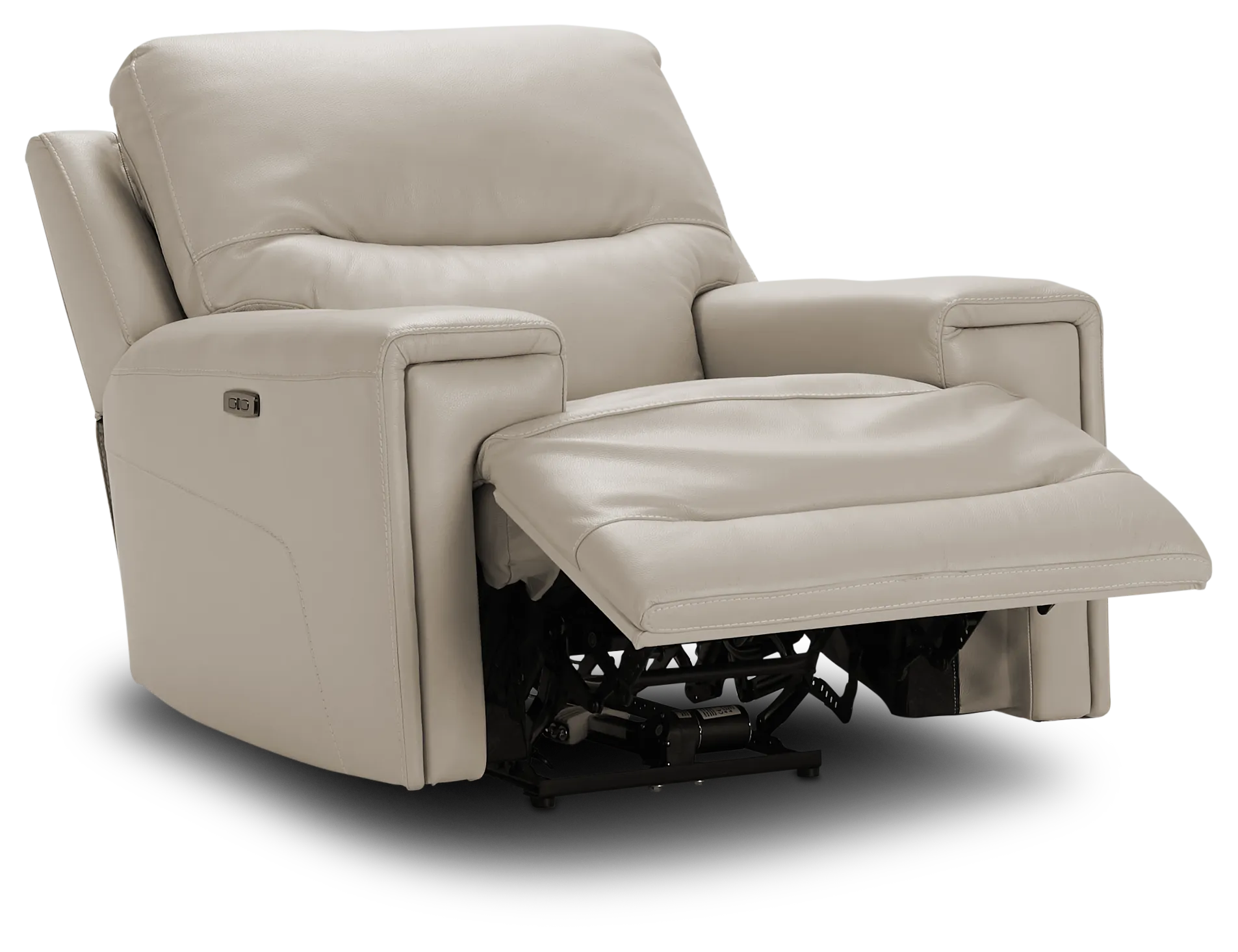 Porto Beige Lthr/vinyl Power Recliner With Power Headrest