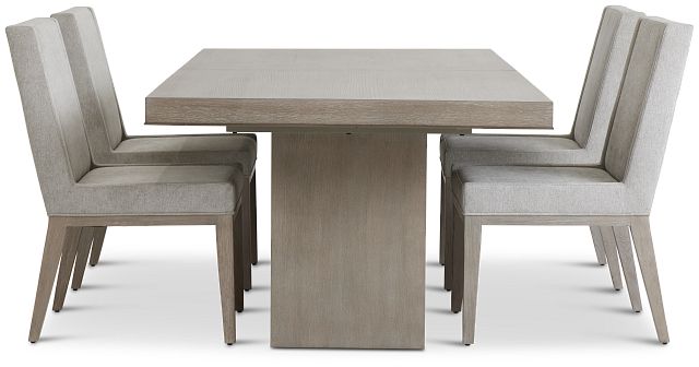 Linea Light Tone Rect Table & 4 Upholstered Chairs (3)