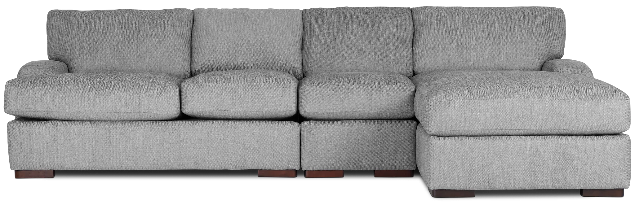 Alpha Light Gray Fabric Small Right Chaise Sectional