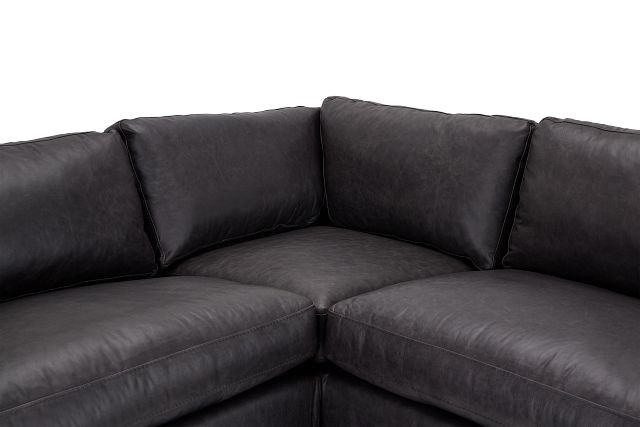 Bohan Black Leather Large Two-arm Sectional
