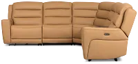 Wilder Brown Leather Large Triple Power Reclining Two-arm Sectional