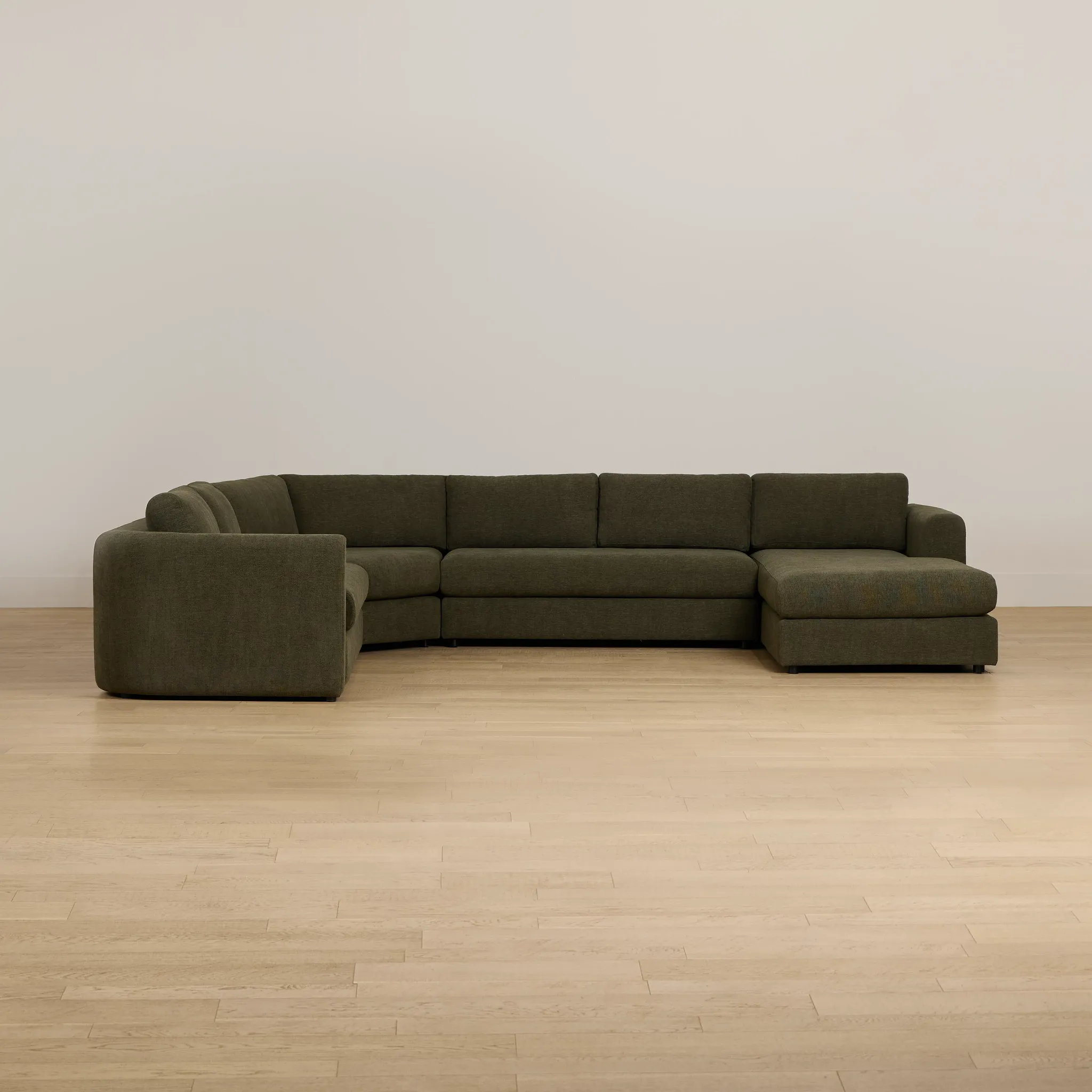 Alma Dark Green Fabric Medium Right Chaise Wedge Sectional