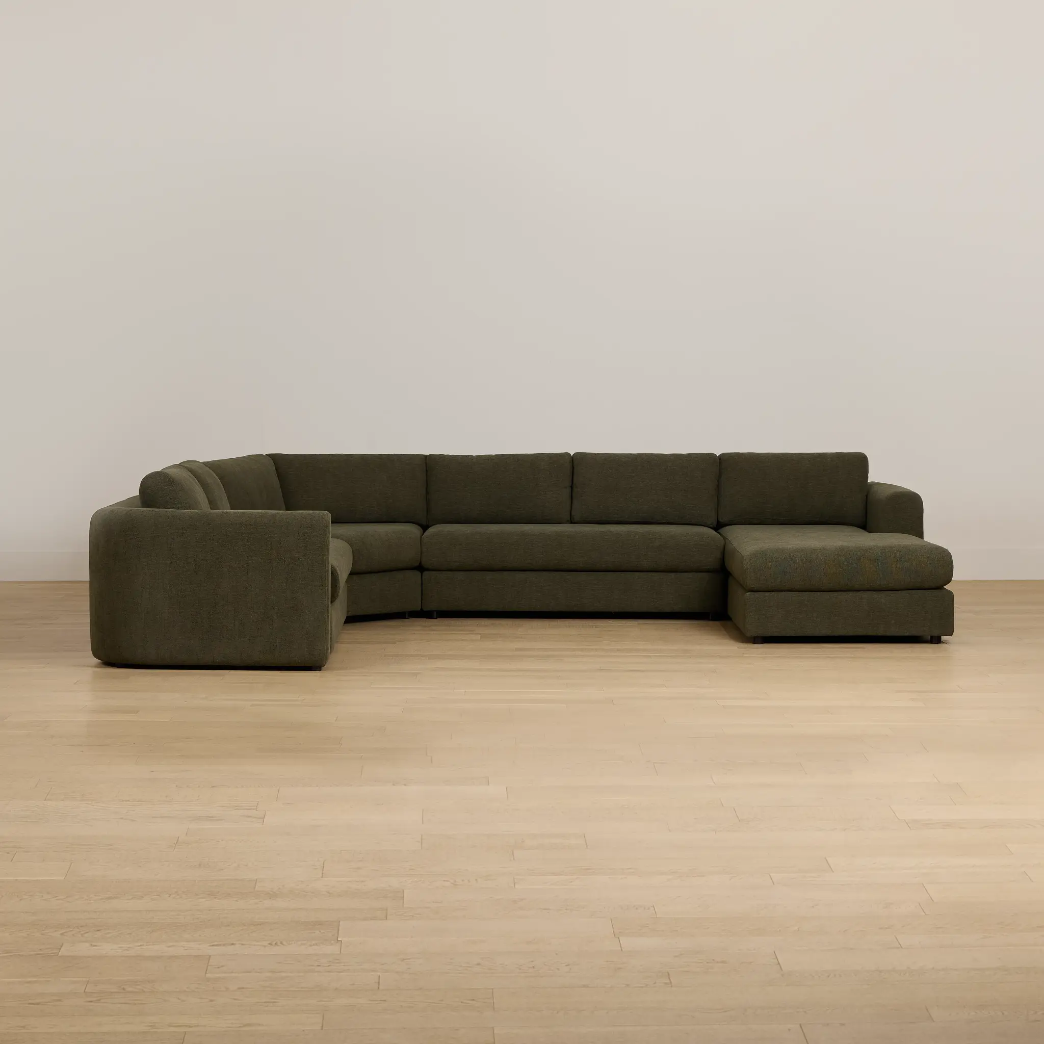 Alma Dark Green Fabric Medium Right Chaise Wedge Sectional Alma Dark Green Fabric Medium Right Chaise Wedge Sectional