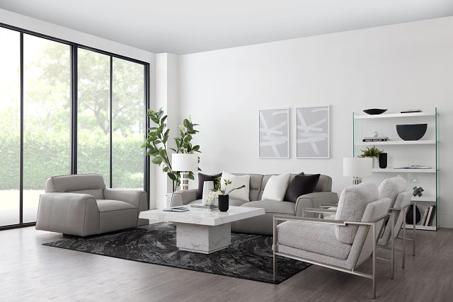 Blanca Gray Leather Sofa