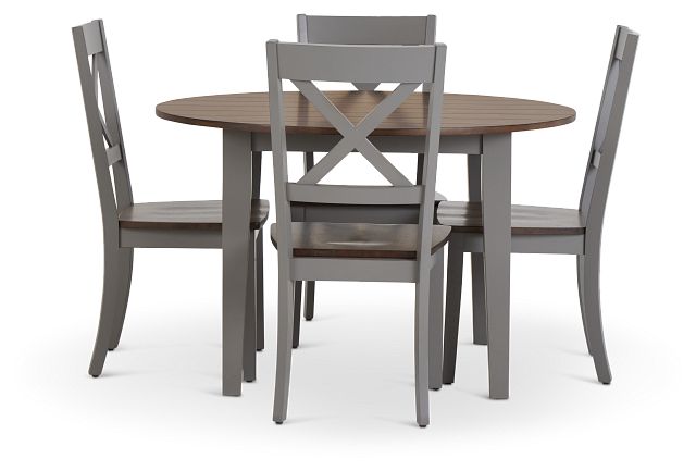 Sumter Gray Round Table & 4 Chairs (2)