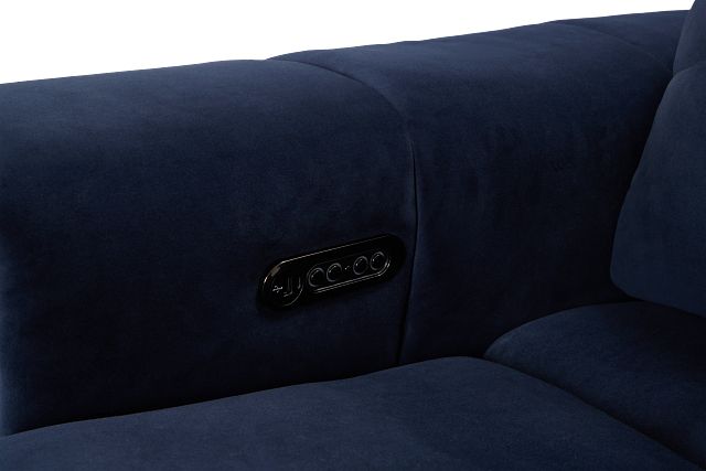 Gemma Navy Velvet Small Left Chaise Power Reclining Sectional