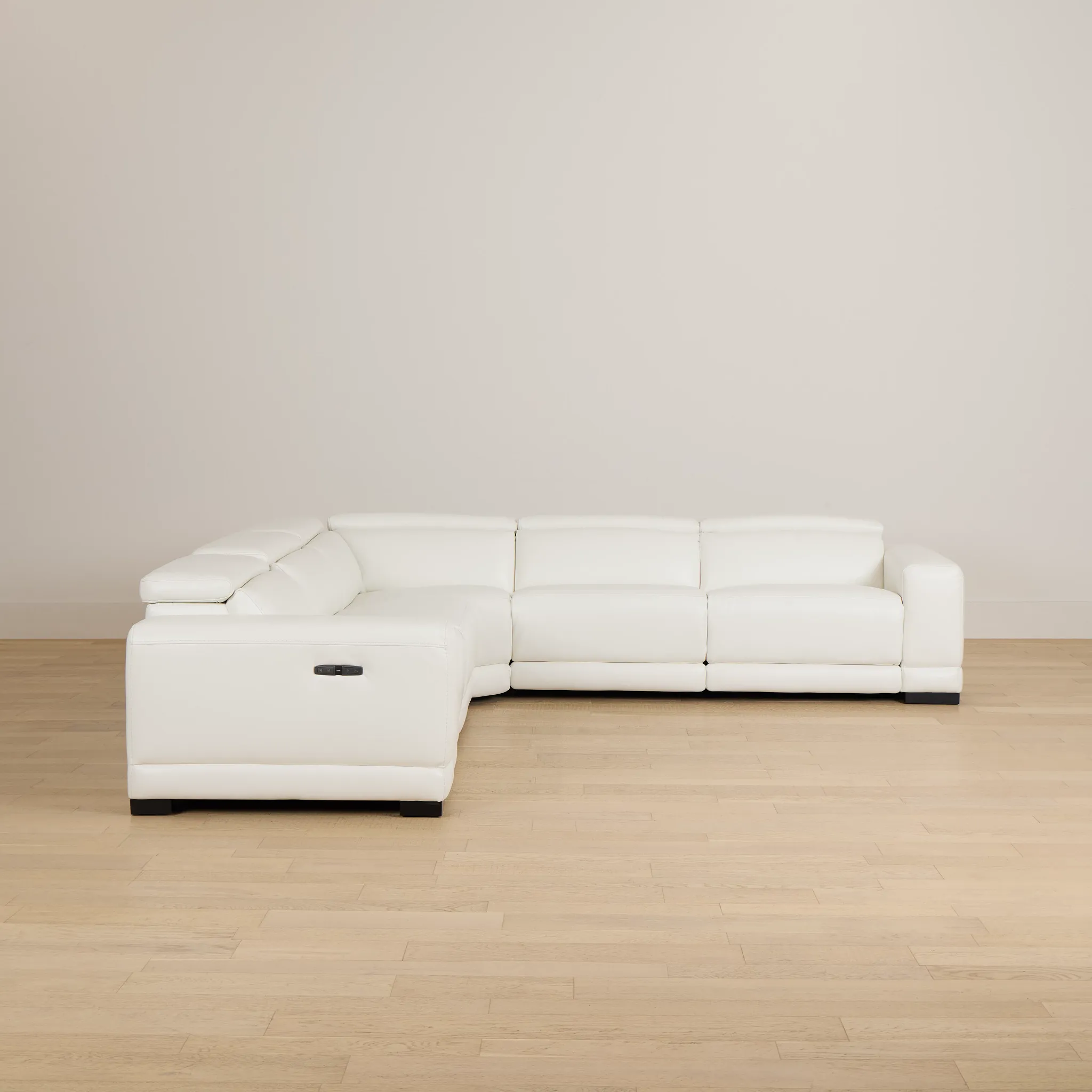 Lombardy White Micro Small Two-arm Power Reclining Sectional