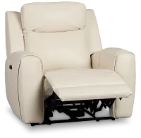 Walker Ivory Lthr/vinyl Power Recliner With Power Headrest