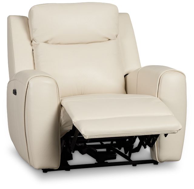 Walker Ivory Lthr/vinyl Power Recliner With Power Headrest