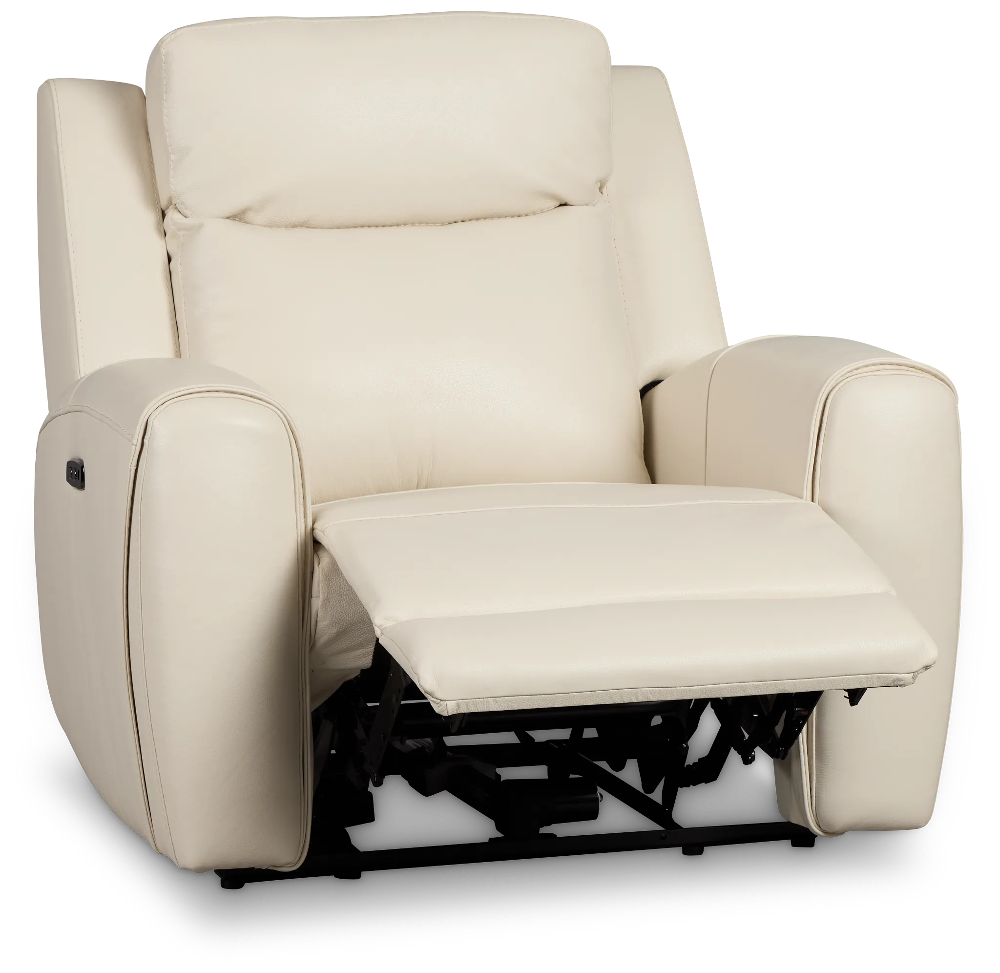 Walker Ivory Lthr/vinyl Power Recliner With Power Headrest